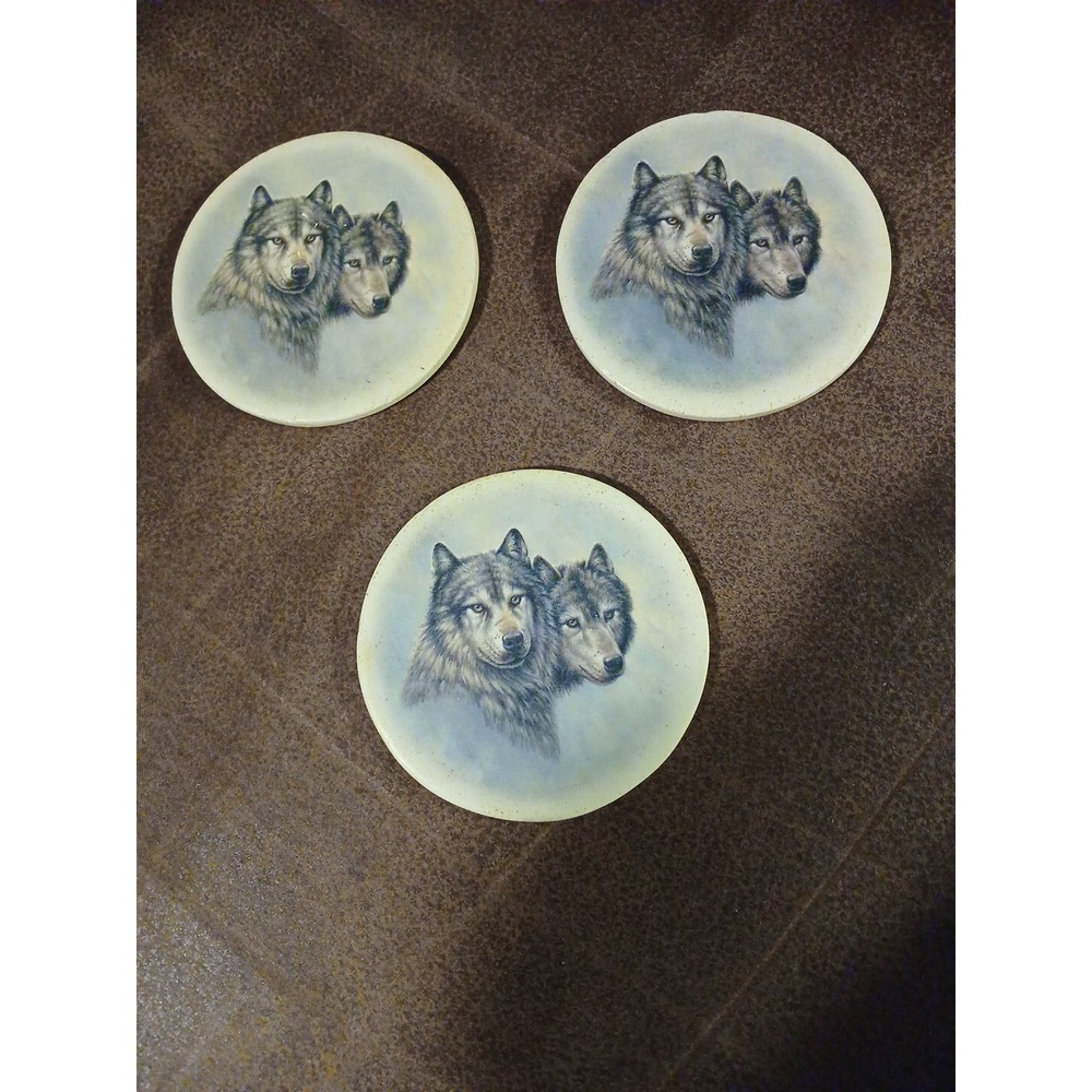 Sandstone Wolf Drink Coasters Set of 3